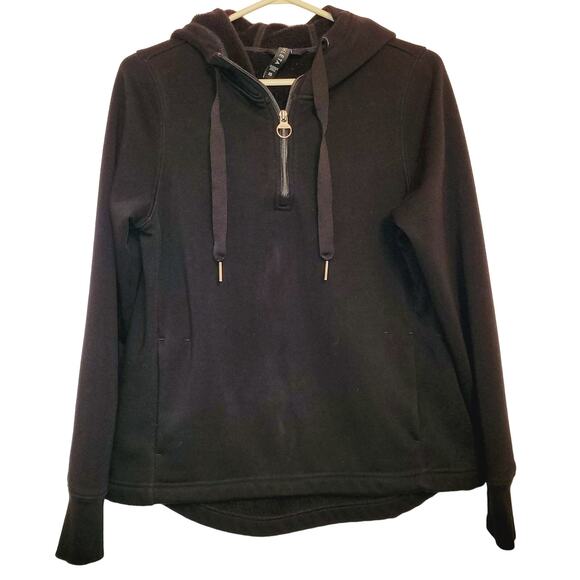 Athleta womens Balance black fleece lined long sleeved pull over hoodie XS - Picture 1 of 8